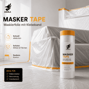 AQUILA Masker Tape Abdeckfolie mit Klebeband zum Schutz von Möbeln und Flächen