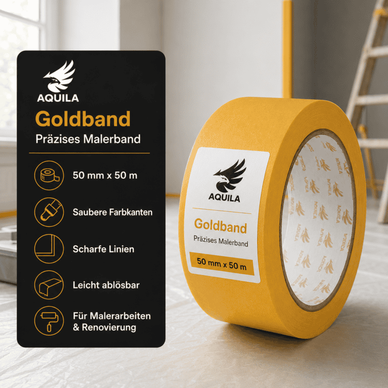 AQUILA Goldband 50 mm Malerband für saubere Farbkanten und präzises Abkleben