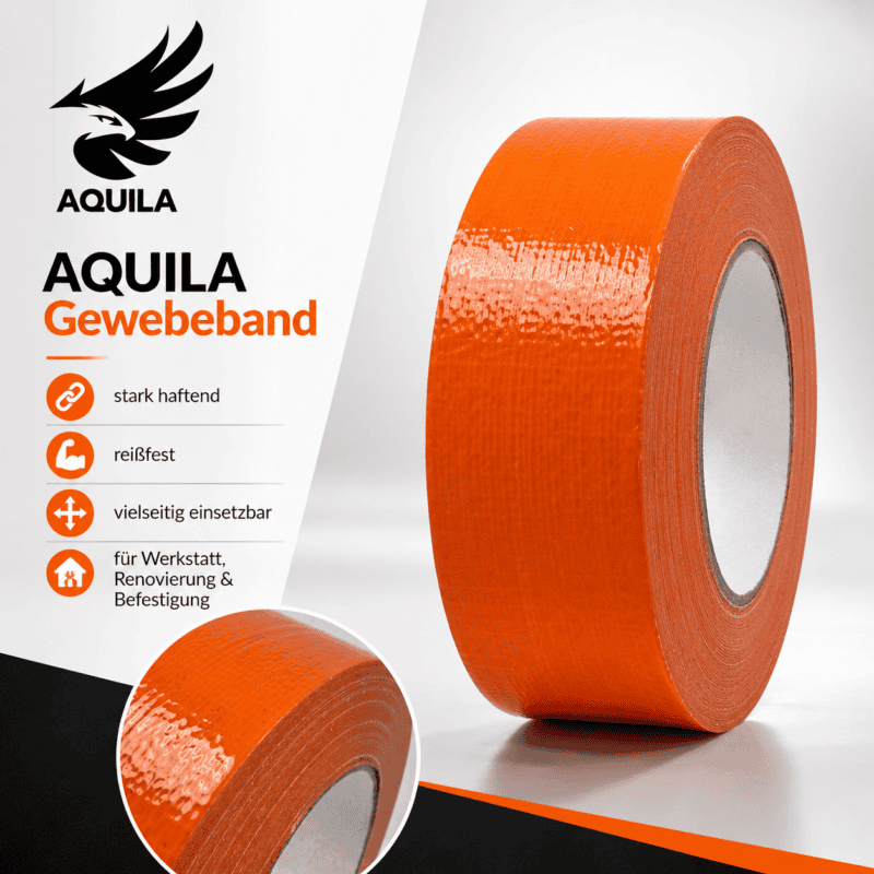 AQUILA Gewebeband orange stark haftend und reißfest für Werkstatt Renovierung und Befestigung
