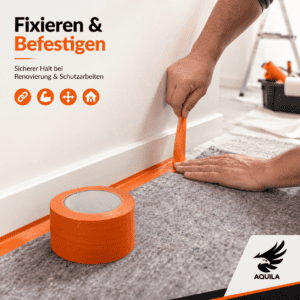AQUILA Gewebeband orange zum Fixieren und Befestigen von Schutzvlies bei Renovierungsarbeiten