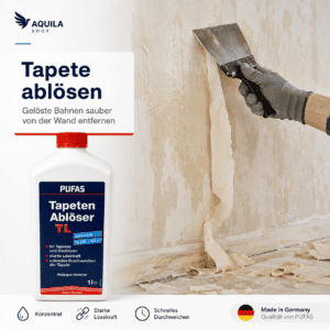 PUFAS Tapeten Ablöser TL beim Einweichen alter Tapeten mit Sprühgerät