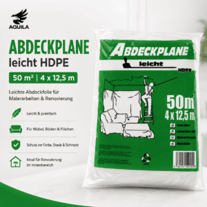 Abdeckplane leicht HDPE 50 m² 4 x 12,5 m für Malerarbeiten und Renovierung