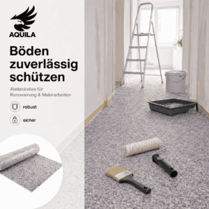 Renovierungsset mit Abdeckvlies Klebeband Abdeckfolie Farbrolle und Pinsel