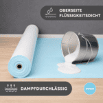 Abdeckvlies mit flüssigkeitsdichter Oberseite und dampfdurchlässiger Funktion für frisch verlegte Böden