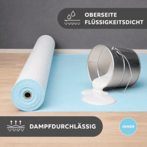 Abdeckvlies mit flüssigkeitsdichter Oberseite und dampfdurchlässiger Funktion für frisch verlegte Böden